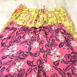 Cotton Shorts Tropical Print Set of 2 size L Pink W/Blue & Yellow w/Pink